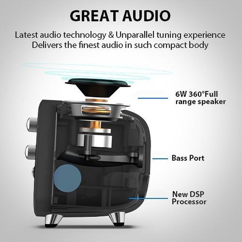 Mini Retro Bluetooth Speaker with 16X16 LED Display APP Control- Cool Animation & Gaming Room Setup & Bedside Alarm(Black)