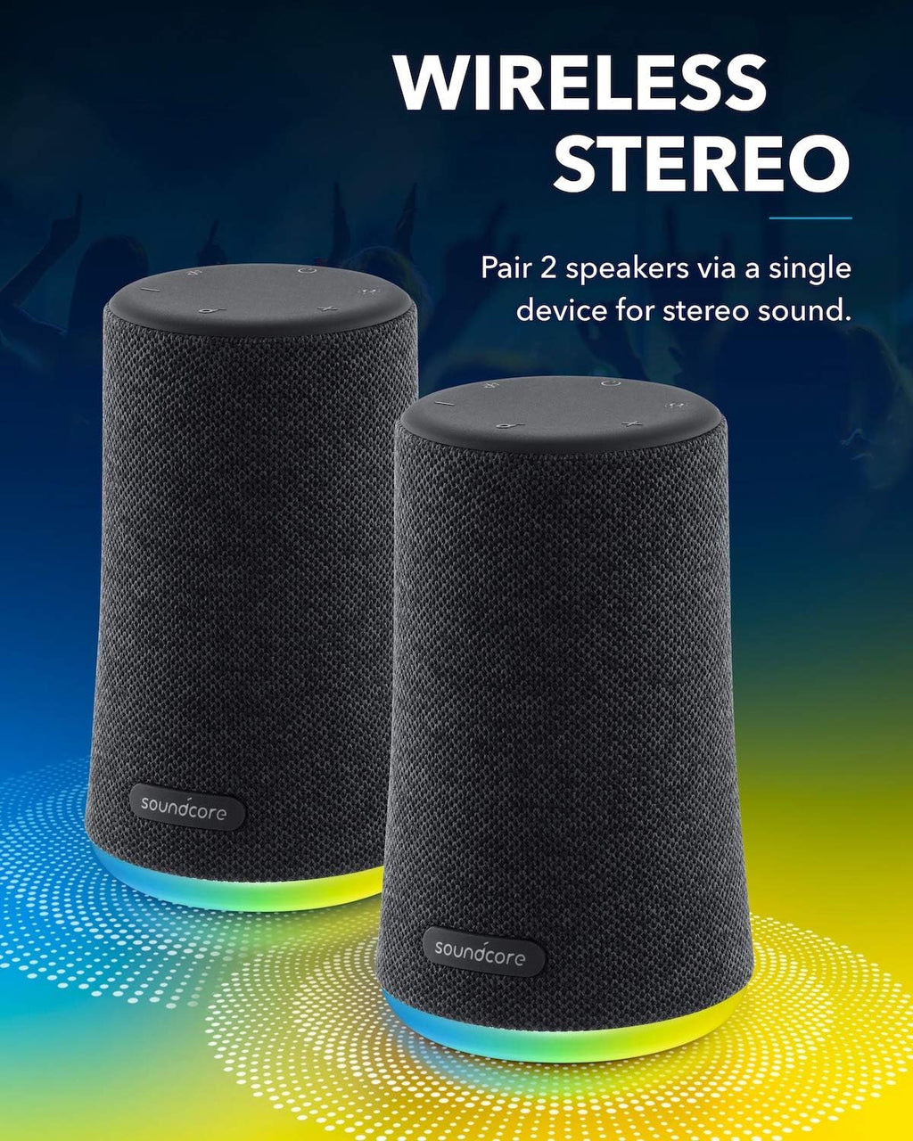 Flare Mini Bluetooth Speaker, Outdoor Bluetooth Speaker, IPX7 Waterproof for Outdoor Parties, LED Light Show with 360° Sound and Bassup Technology2