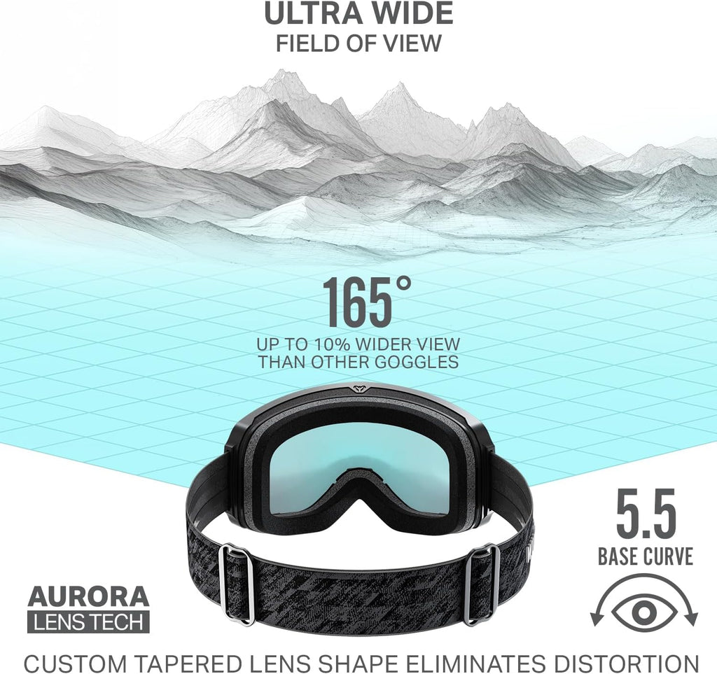 Wildhorn Cristo Ski Goggles Men Women 100% UV Anti-Fog OTG Snowboard Goggles- US Ski Team Official Supplier- Snow Goggles