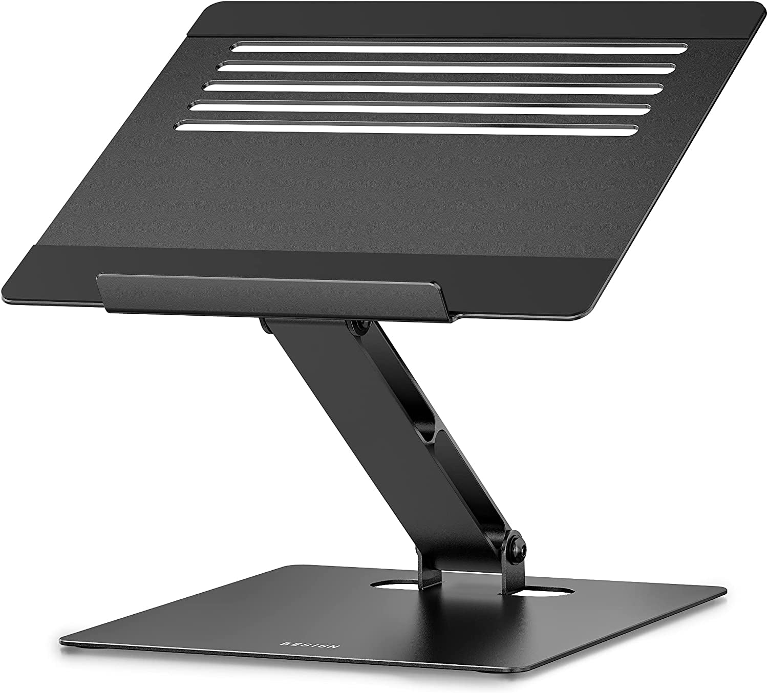 LSX5 Aluminum Computer Stand, Ergonomic Adjustable Notebook Riser Holder Compatible with Air, Pro, Dell, HP, Lenovo More 10-14" Laptops (Black)