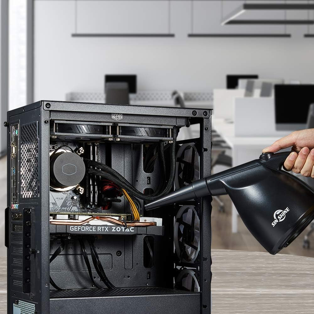 Compressed Air Duster-110000Rpm Super Power Electric Air Duster for Cleaning Dust, Hairs, Crumbs, Scraps for Laptop, Computer, Replaces Compressed Air Cans & Canned Air (Jet-Black